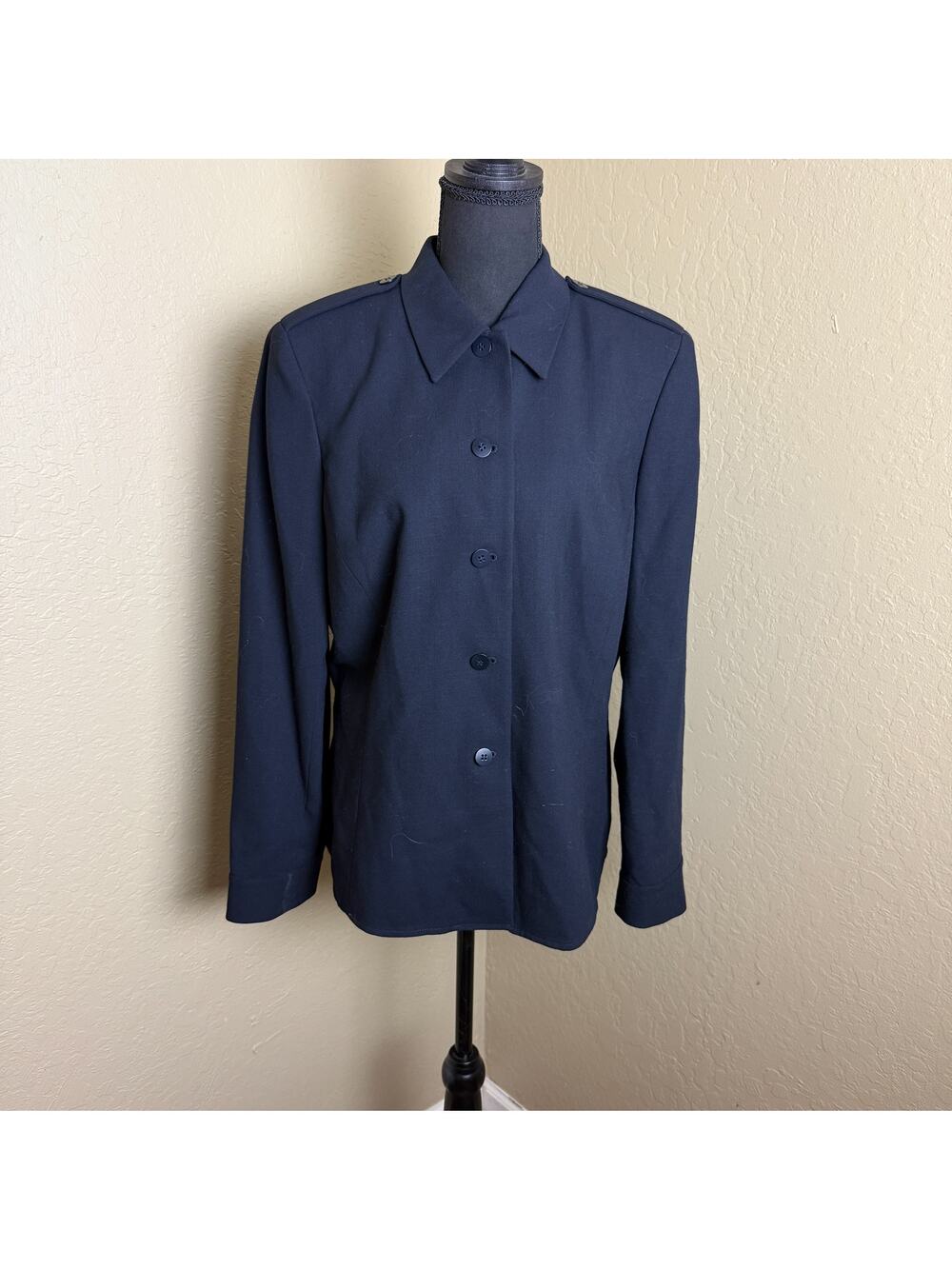 Liz Claiborne Collection 100% Wool Black Blazer Jacket Women’s Size 14